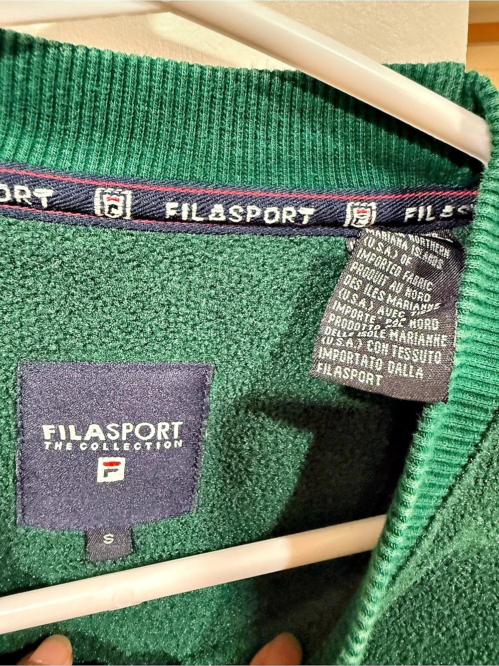 Vintage 25Fila Sport The Collection Green Fleece Crewneck Size Small - Picture 2 of 4